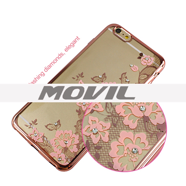 NP-2590 Enchapado TPU Estuches con Diamante para iPhone 6 Plus-5